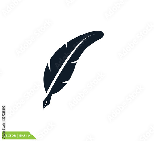 Fountain pen icon vector logo design template