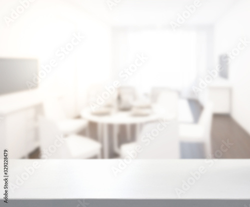 Table Top And Blur Dining Room Of Background