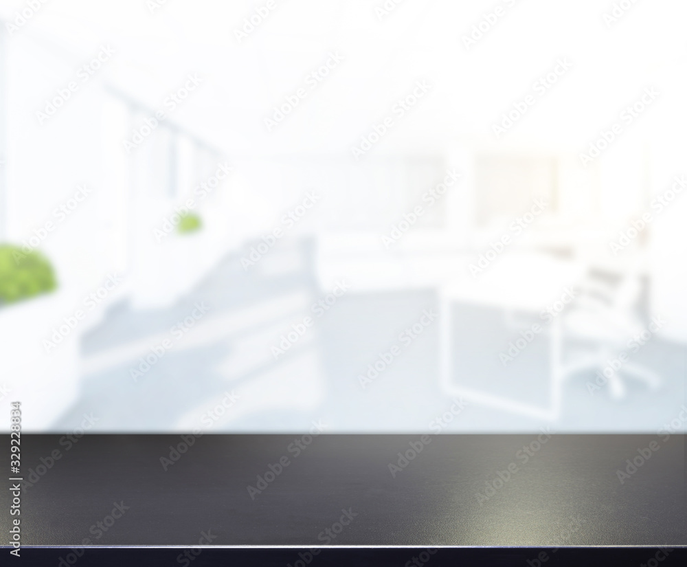 Fototapeta premium Table Top And Blur Office Of Background