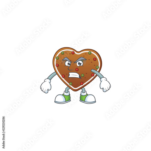 Charming gingerbread love mascot design style waving hand