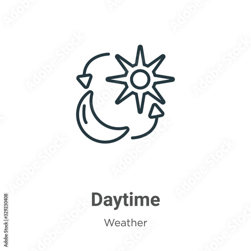 Daytime outline vector icon. Thin line black daytime icon, flat vector simple element illustration from editable weather concept isolated stroke on white background