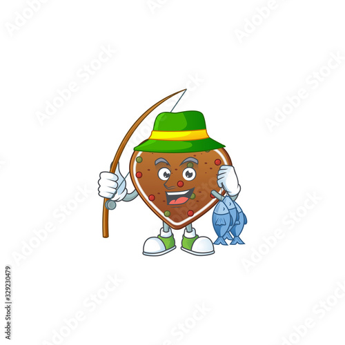 Cartoon character of funny Fishing gingerbread love