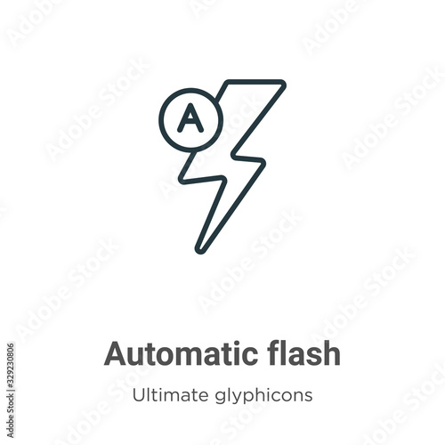 Automatic flash outline vector icon. Thin line black automatic flash icon, flat vector simple element illustration from editable ultimate glyphicons concept isolated stroke on white background