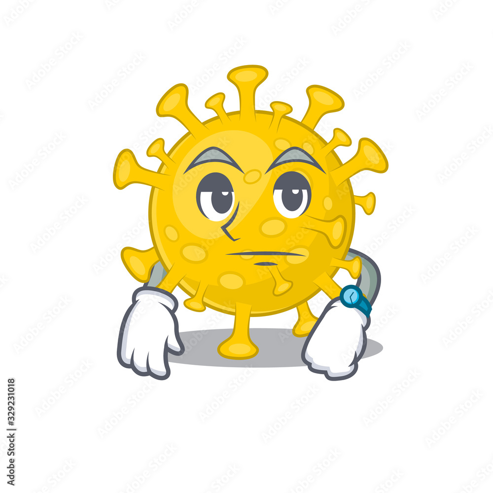 Corona virus diagnosis on waiting gesture mascot design style Corona virus diagnosis on waiting gesture mascot design style