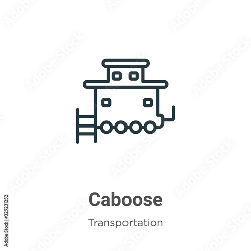 Caboose outline vector icon. Thin line black caboose icon, flat vector simple element illustration from editable transportation concept isolated stroke on white background
