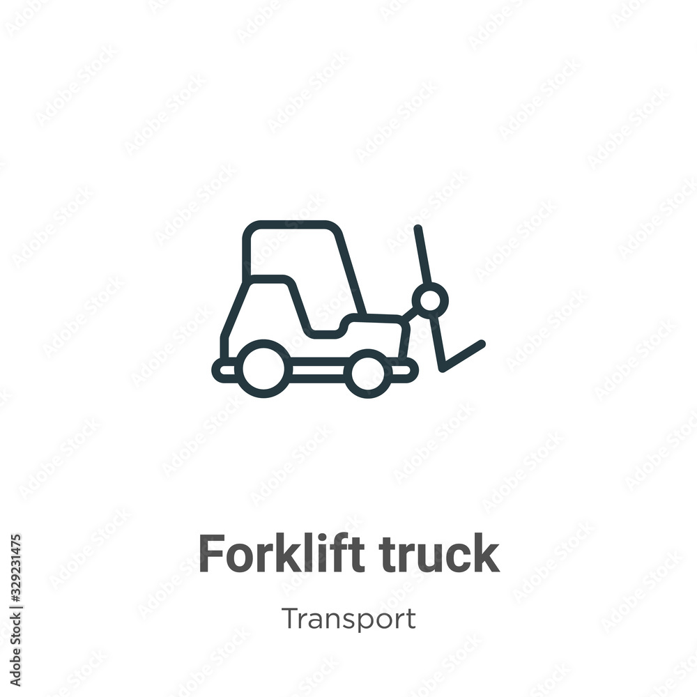 Forklift truck outline vector icon. Thin line black forklift truck icon, flat vector simple element illustration from editable transport concept isolated stroke on white background