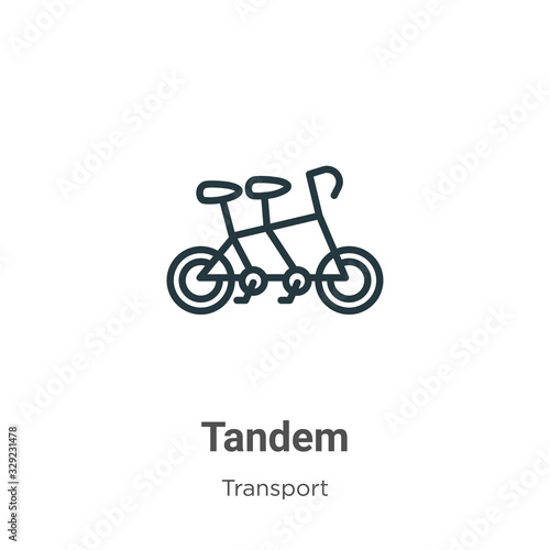 Tandem outline vector icon. Thin line black tandem icon, flat vector simple element illustration from editable transport concept isolated stroke on white background