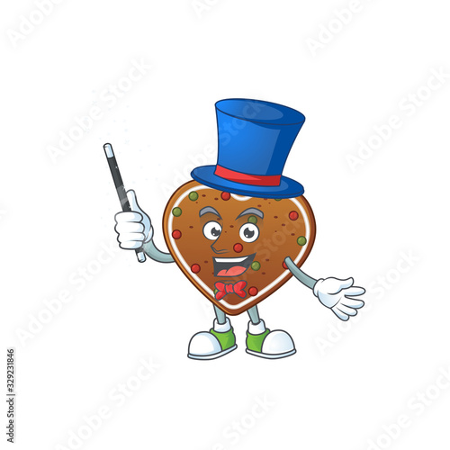 Charming gingerbread love cartoon design performance as a Magician style