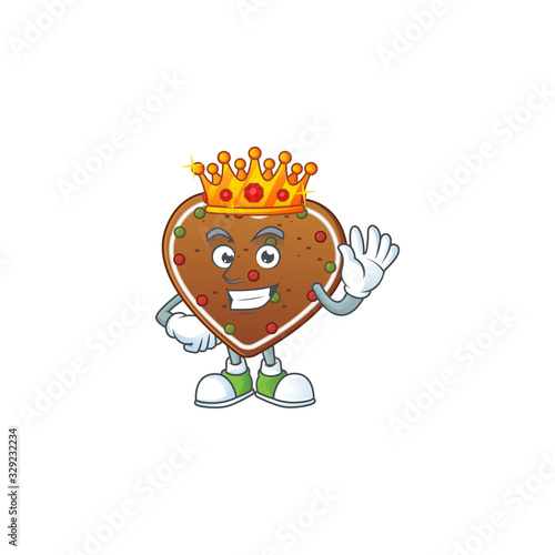 A Charismatic King of gingerbread love cartoon character design