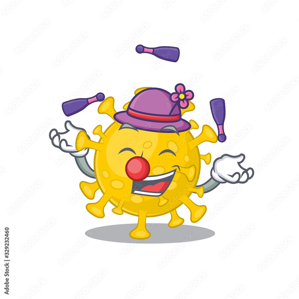 Fototapeta premium A sweet corona virus diagnosis mascot cartoon style playing Juggling