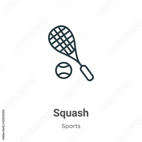 Squash outline vector icon. Thin line black squash icon, flat vector simple element illustration from editable sports concept isolated stroke on white background