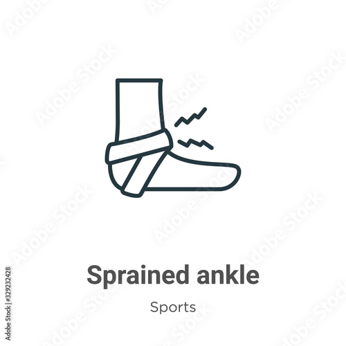 Sprained ankle outline vector icon. Thin line black sprained ankle icon, flat vector simple element illustration from editable sports concept isolated stroke on white background