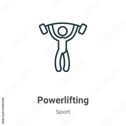 Powerlifting outline vector icon. Thin line black powerlifting icon, flat vector simple element illustration from editable sport concept isolated stroke on white background