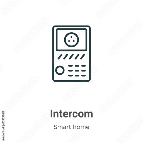 Intercom outline vector icon. Thin line black intercom icon, flat vector simple element illustration from editable smart house concept isolated stroke on white background