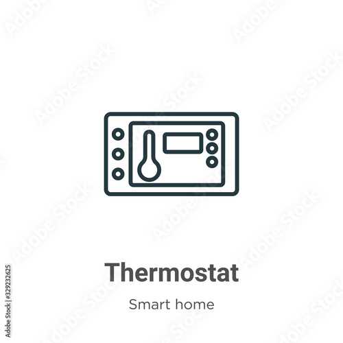 Thermostat outline vector icon. Thin line black thermostat icon, flat vector simple element illustration from editable smart house concept isolated stroke on white background