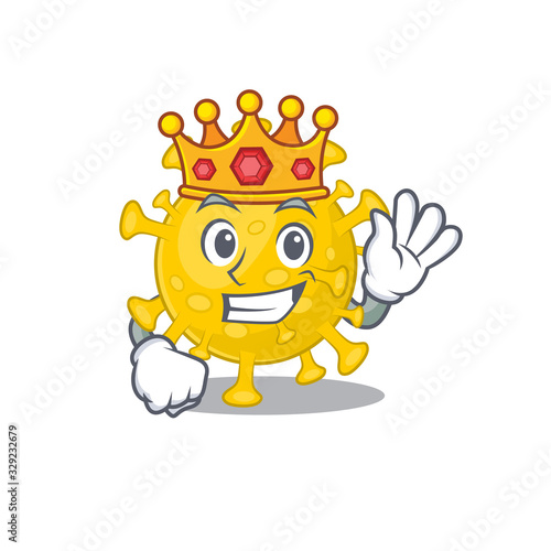 The Royal King of corona virus diagnosis cartoon character design with crown © kongvector