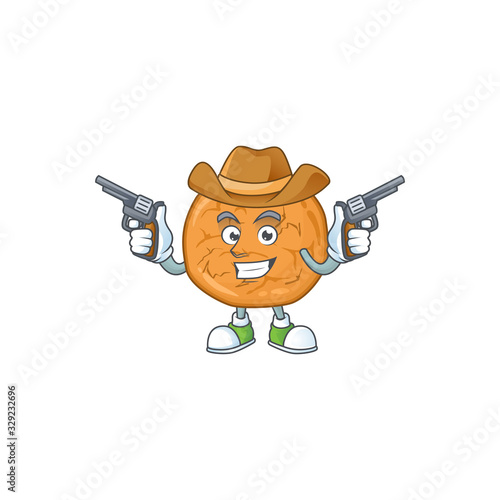 Cool cowboy cartoon design of molasses cookies holding guns