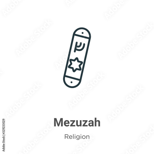 Mezuzah outline vector icon. Thin line black mezuzah icon, flat vector simple element illustration from editable religion concept isolated stroke on white background