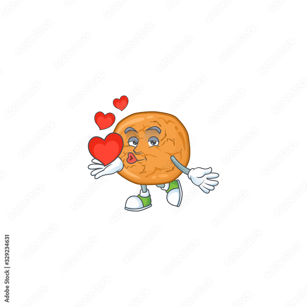 A romantic cartoon character of molasses cookies with a heart A romantic cartoon character of molasses cookies with a heart