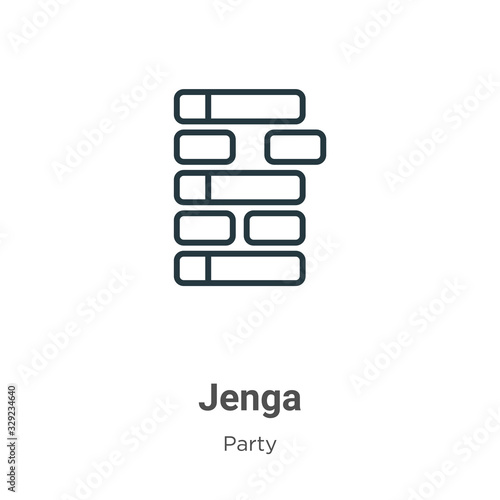 Jenga outline vector icon. Thin line black jenga icon, flat vector simple element illustration from editable party concept isolated stroke on white background