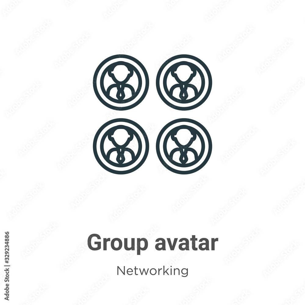 Group avatar outline vector icon. Thin line black group avatar icon, flat vector simple element illustration from editable networking concept isolated stroke on white background