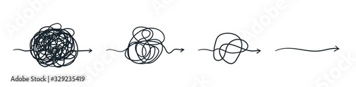 Complex line. Complicated way. Messy ball concept. Loading idea vector process.