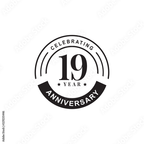 19th year anniversary logo design vector template