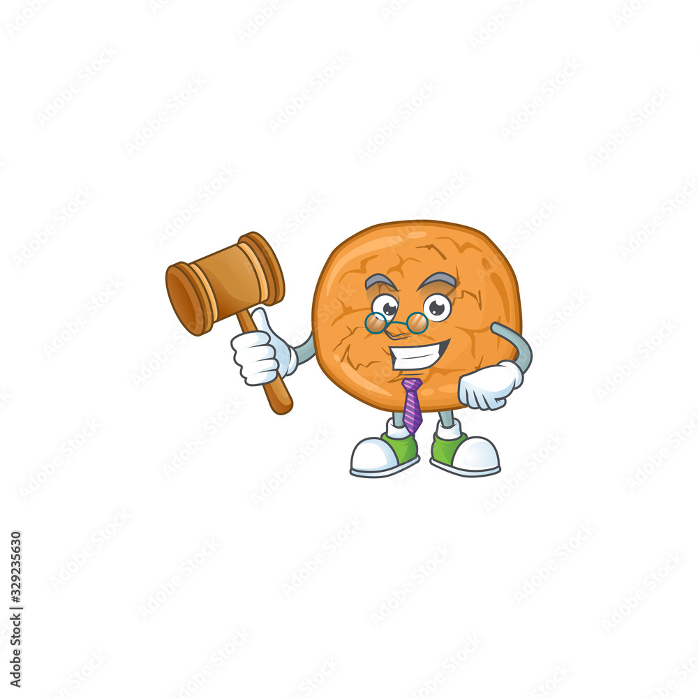 Molasses cookies wise judge cartoon character design with cute glasses