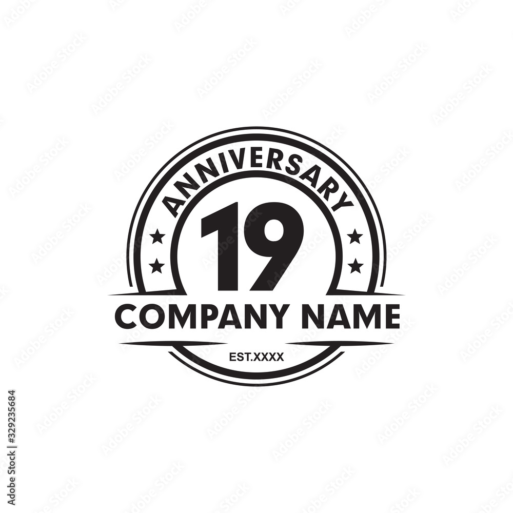 Fototapeta premium 19th year anniversary logo design vector template