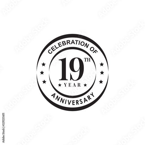 19th year anniversary logo design vector template