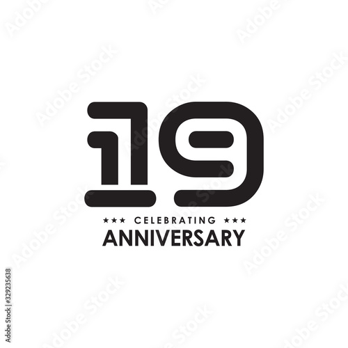 19th year anniversary logo design vector template