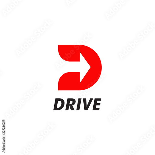 D letter initial logo design incorporated with arrow icon