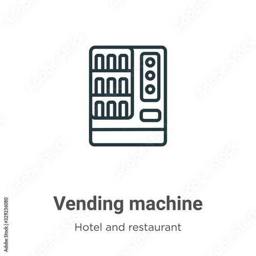 Vending machine outline vector icon. Thin line black vending machine icon, flat vector simple element illustration from editable hotel and restaurant concept isolated stroke on white background