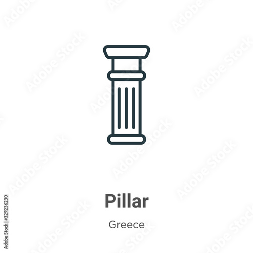 Pillar outline vector icon. Thin line black pillar icon, flat vector simple element illustration from editable greece concept isolated stroke on white background