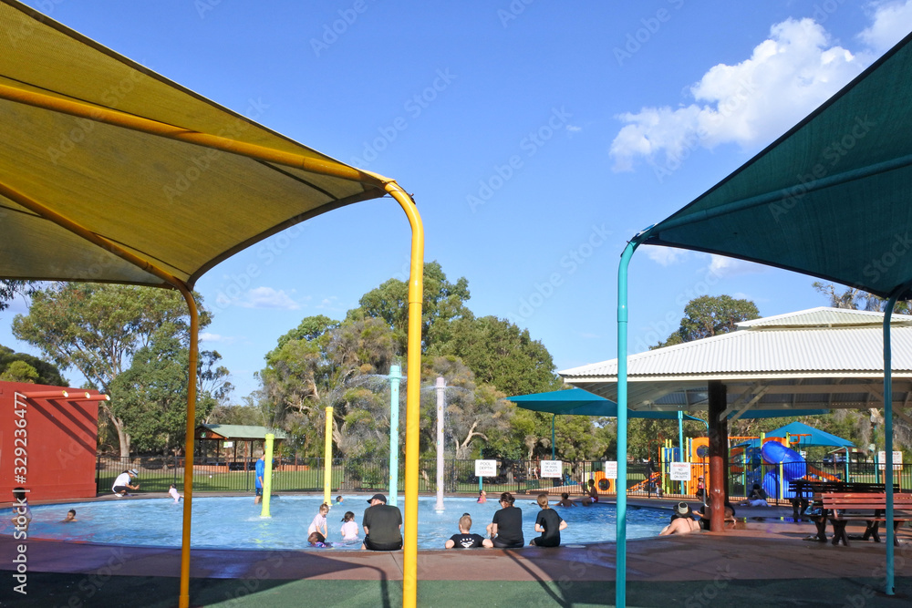 Visitors at Whiteman Park pool Swan Valley Perth Westrn Australia Visitors at Whiteman Park pool Swan Valley Perth Westrn Australia