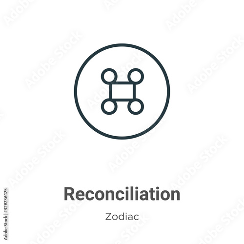 Reconciliation outline vector icon. Thin line black reconciliation icon, flat vector simple element illustration from editable zodiac concept isolated stroke on white background