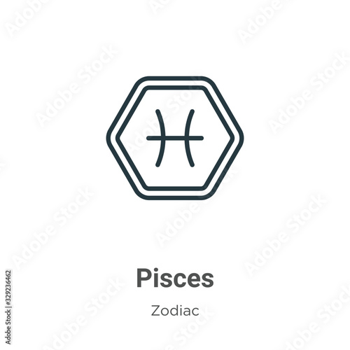 Pisces outline vector icon. Thin line black pisces icon, flat vector simple   from editable zodiac concept isolated stroke on white background