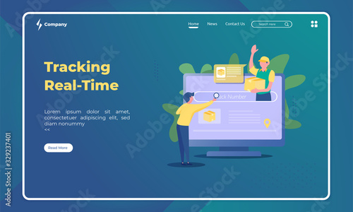 Realtime tracking of order shipments illustration on landing page