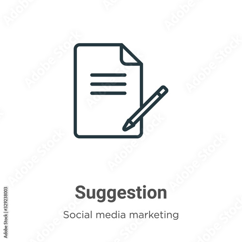 Suggestion outline vector icon. Thin line black suggestion icon, flat vector simple element illustration from editable social media concept isolated stroke on white background