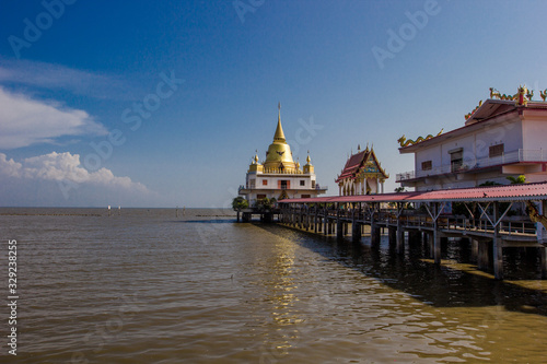 Background of Religious Attractions, Wat Hong Thong, Seafront Location in Samut Prakan,Thailand, Minnan is always frequented by tourists