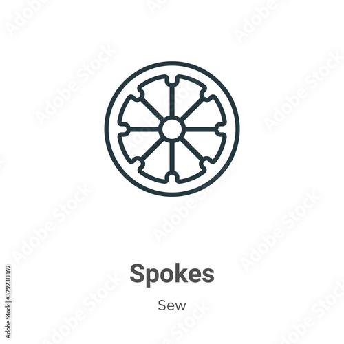 Spokes outline vector icon. Thin line black spokes icon, flat vector simple element illustration from editable sew concept isolated stroke on white background