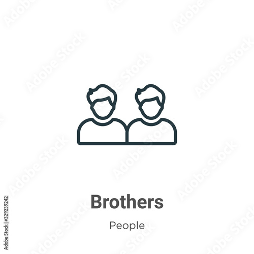 Brothers outline vector icon. Thin line black brothers icon, flat vector simple element illustration from editable people concept isolated stroke on white background