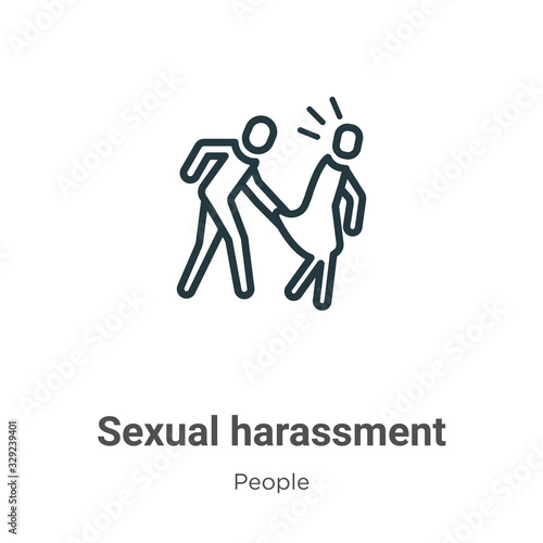 Sexual harassment outline vector icon. Thin line black sexual harassment icon, flat vector simple element illustration from editable people concept isolated stroke on white background