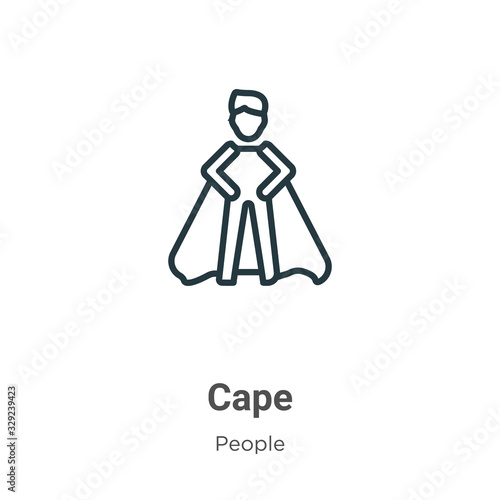 Cape outline vector icon. Thin line black cape icon, flat vector simple element illustration from editable people concept isolated stroke on white background