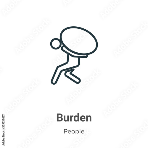 Burden outline vector icon. Thin line black burden icon, flat vector simple element illustration from editable people concept isolated stroke on white background photo