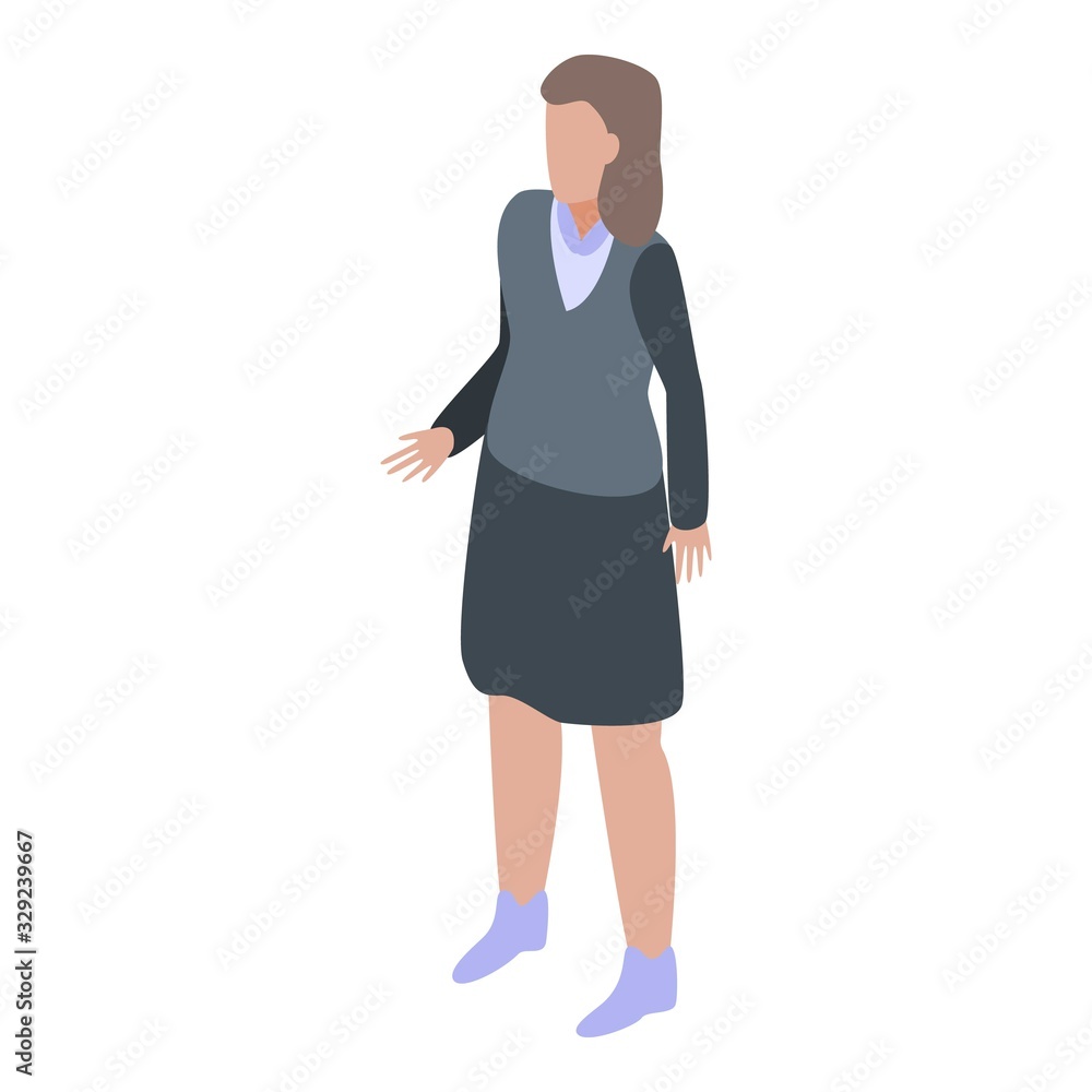 Young woman employer icon. Isometric of young woman employer vector icon for web design isolated on white background Young woman employer icon. Isometric of young woman employer vector icon for web design isolated on white background