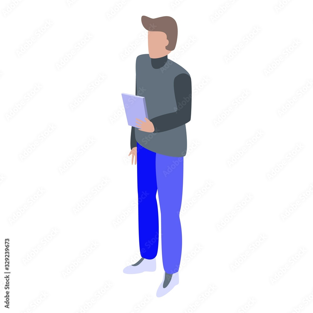 Young freelancer icon. Isometric of young freelancer vector icon for web design isolated on white background Young freelancer icon. Isometric of young freelancer vector icon for web design isolated on white background