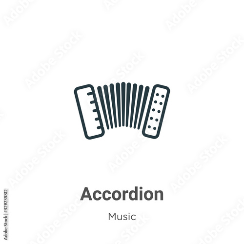 Accordion outline vector icon. Thin line black accordion icon, flat vector simple element illustration from editable music concept isolated stroke on white background