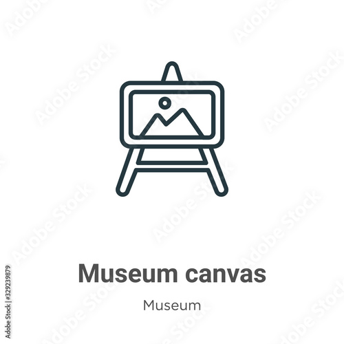 Museum canvas outline vector icon. Thin line black museum canvas icon, flat vector simple element illustration from editable museum concept isolated stroke on white background