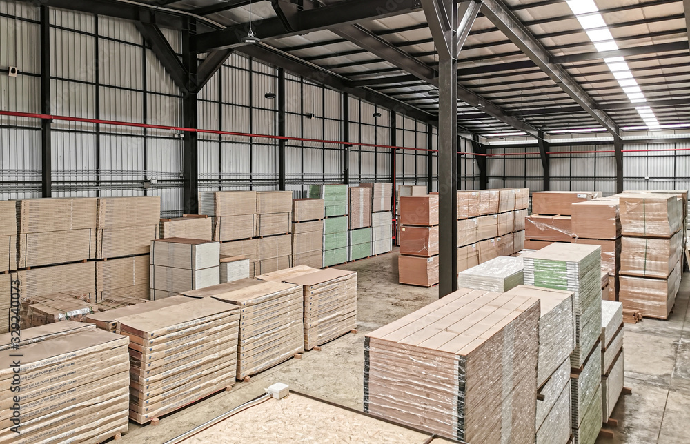 warehouse interior full of box package. background for logistic and